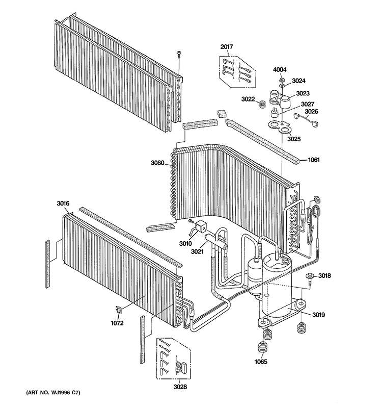 UNIT PARTS Diagram and Parts List for AZ61H07DABM1  General Electric Air Conditioner