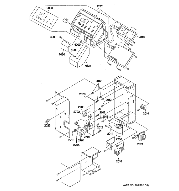 CONTROL PARTS Diagram and Parts List for AZ61H09DABW1  General Electric Air Conditioner