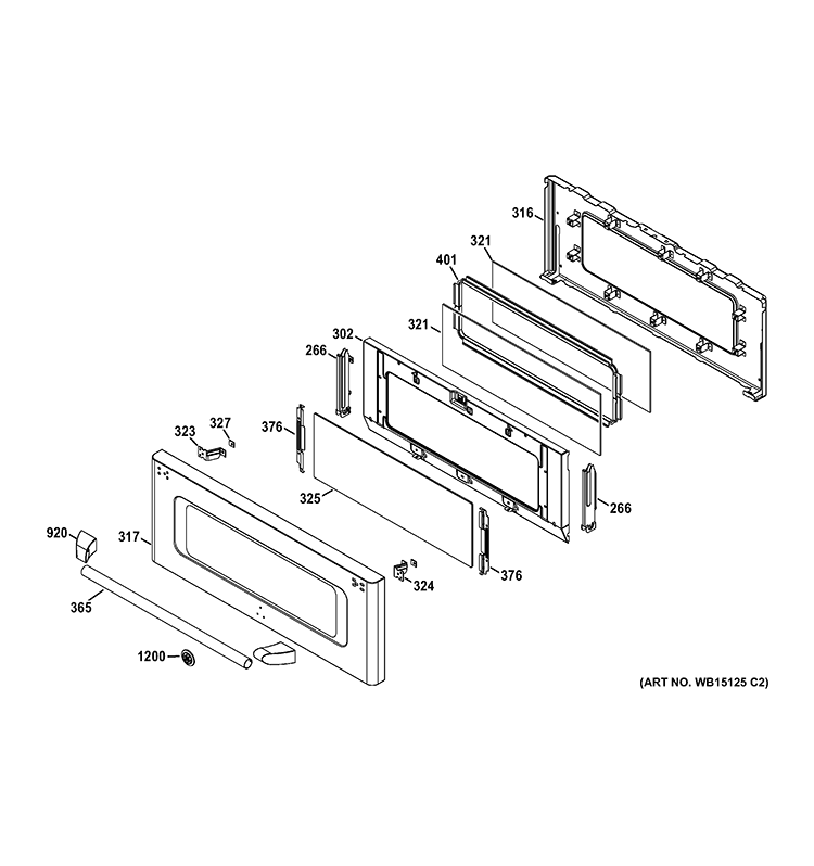 UPPER DOOR Diagram and Parts List for CGS990SET3SS  General Electric Range