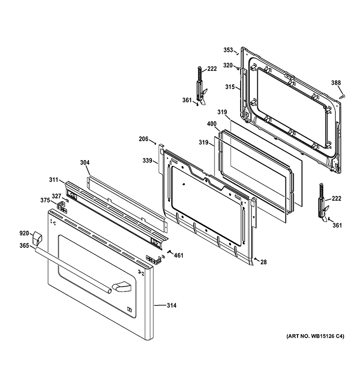 LOWER DOOR Diagram and Parts List for CGS990SET3SS  General Electric Range