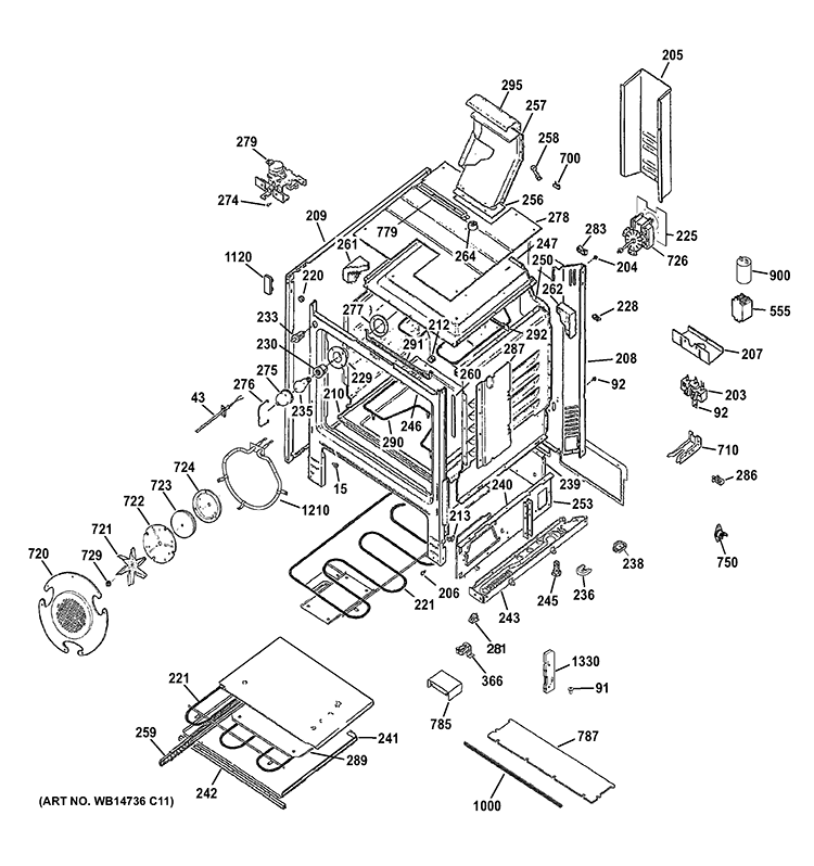 BODY PARTS Diagram and Parts List for CS975SD1SS  Hotpoint Range