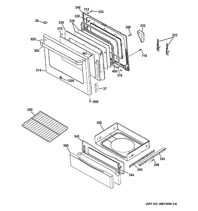 DOOR & DRAWER PARTS Diagram and Parts List for CS975SD1SS  Hotpoint Range
