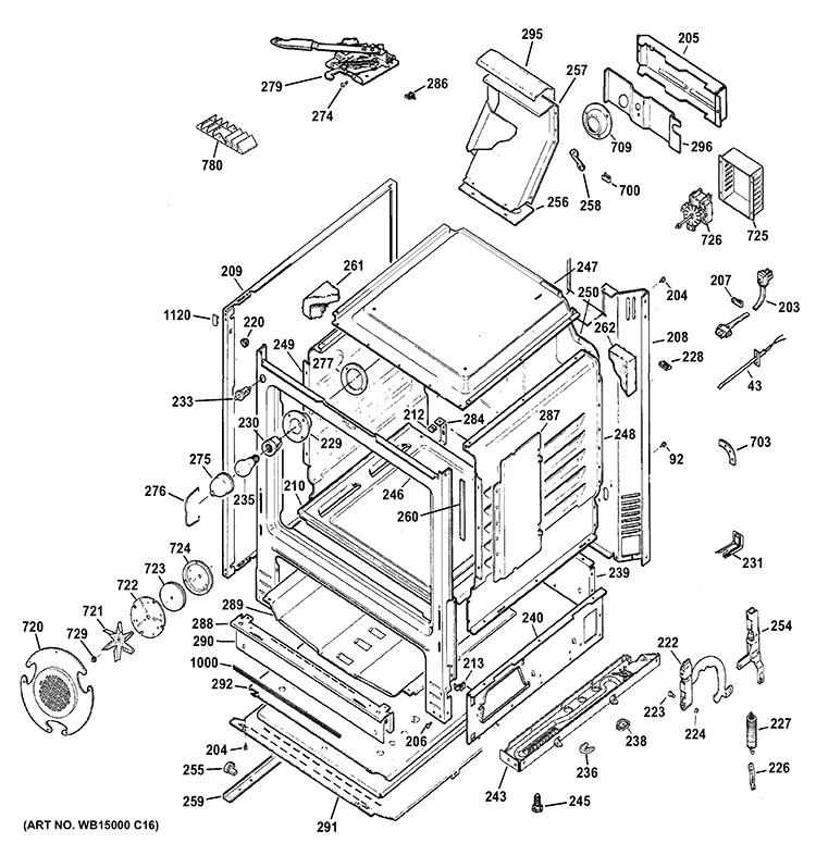 BODY PARTS Diagram and Parts List for JGB600EED1ES  General Electric Range