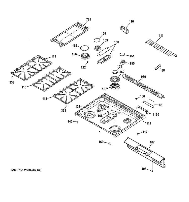 COOKTOP Diagram and Parts List for C2S985SET5SS  General Electric Range
