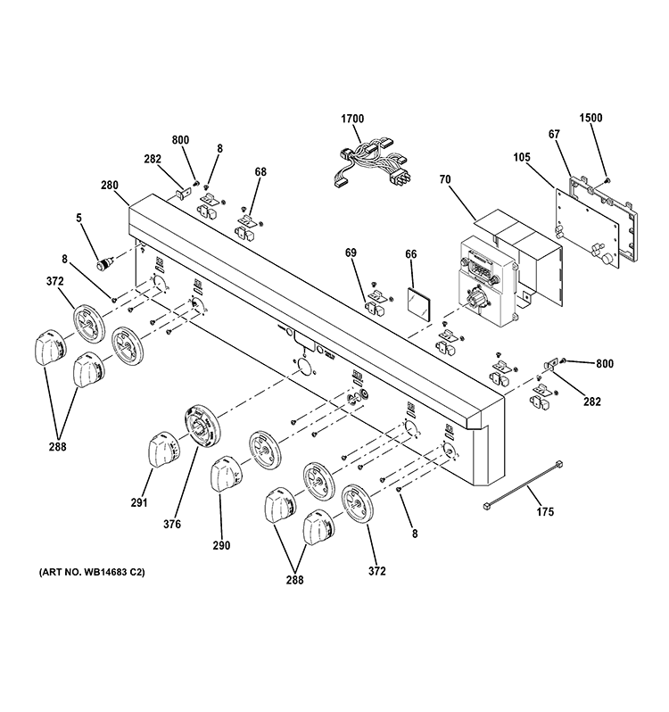 CONTROL PANEL Diagram and Parts List for ZDP364LDP6SS  General Electric Range
