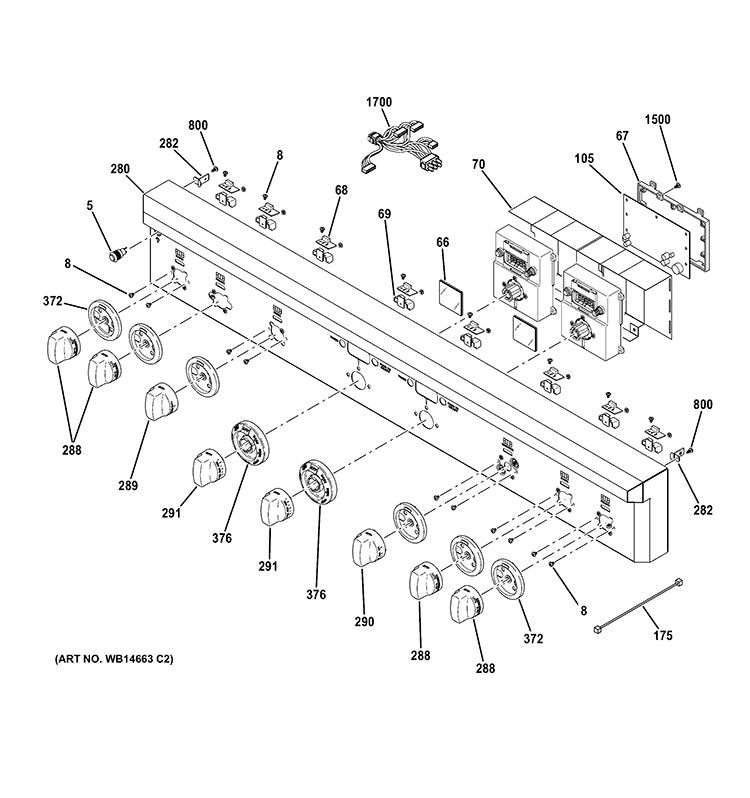CONTROL PANEL Diagram and Parts List for ZDP484NGP6SS  General Electric Range