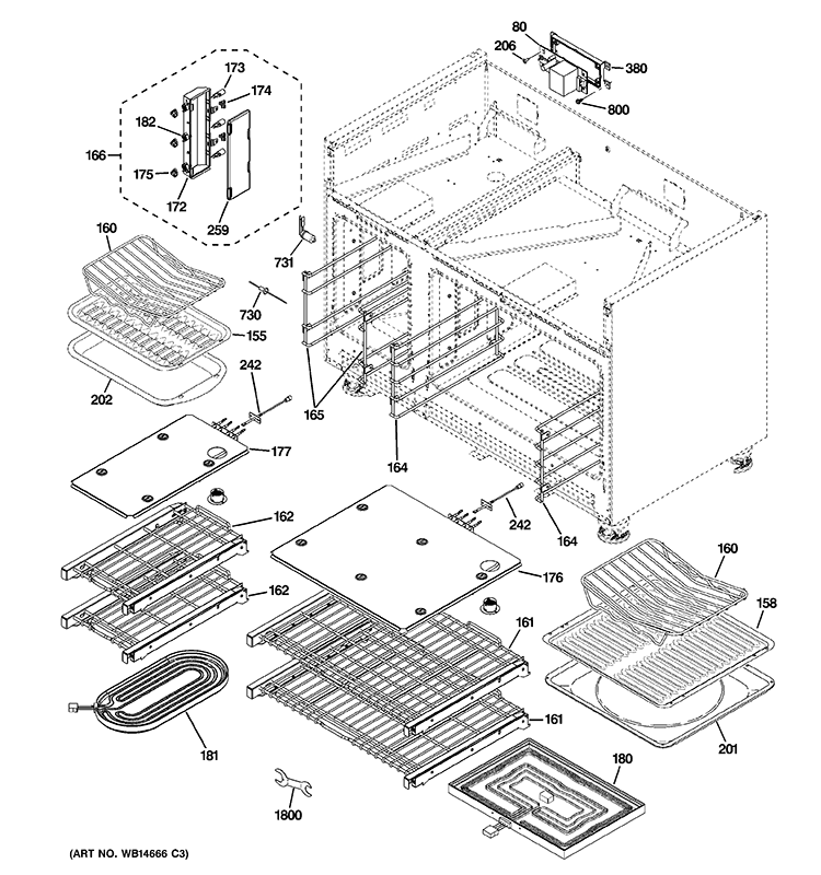 OVEN CAVITY PARTS Diagram and Parts List for ZDP486LRP5SS  General Electric Range