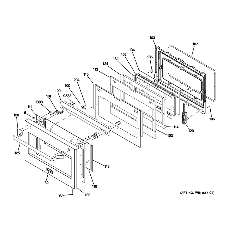 LARGE DOOR ASSEMBLY Diagram and Parts List for ZDP486LRP5SS  General Electric Range