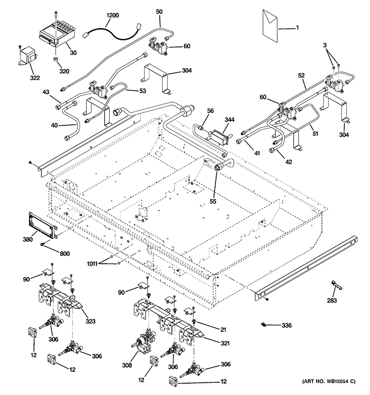 GAS & BURNER PARTS Diagram and Parts List for ZGP364LRR3SS  General Electric Range
