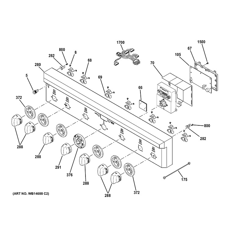 CONTROL PANEL Diagram and Parts List for ZGP366NR3SS  General Electric Range
