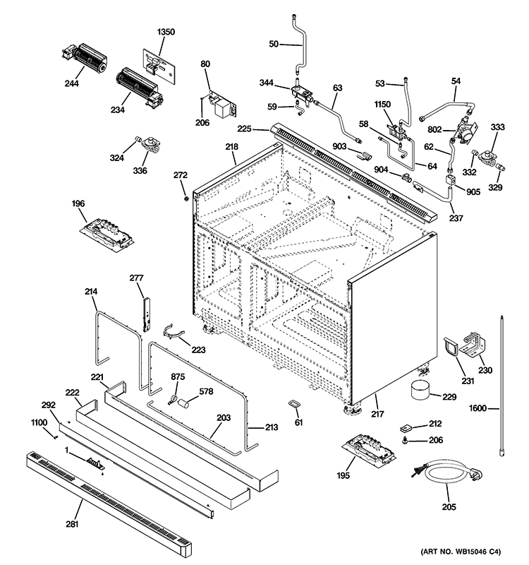 BODY PARTS Diagram and Parts List for ZGP486LRR3SS  General Electric Range