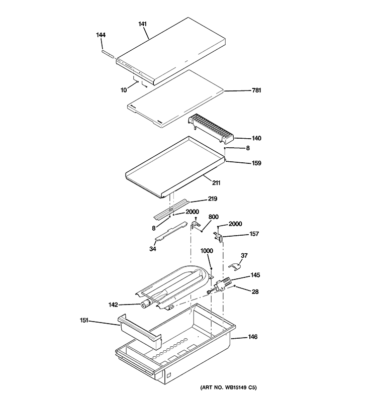 GRIDDLE ASSEMBLY Diagram and Parts List for ZGP486NDR3SS  General Electric Range