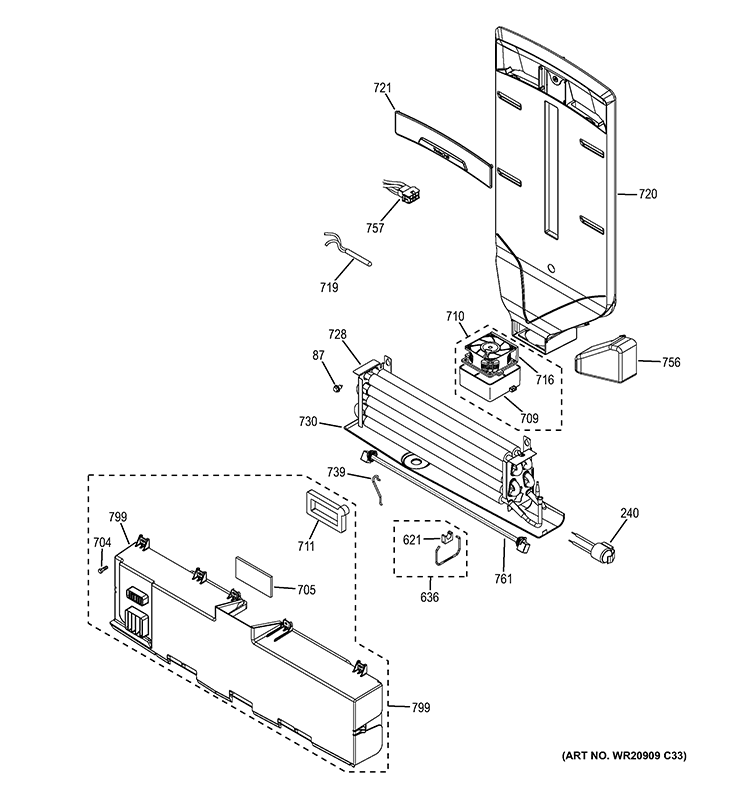 FRESH FOOD SECTION Diagram and Parts List for GNE26GMDBES  General Electric Refrigerator