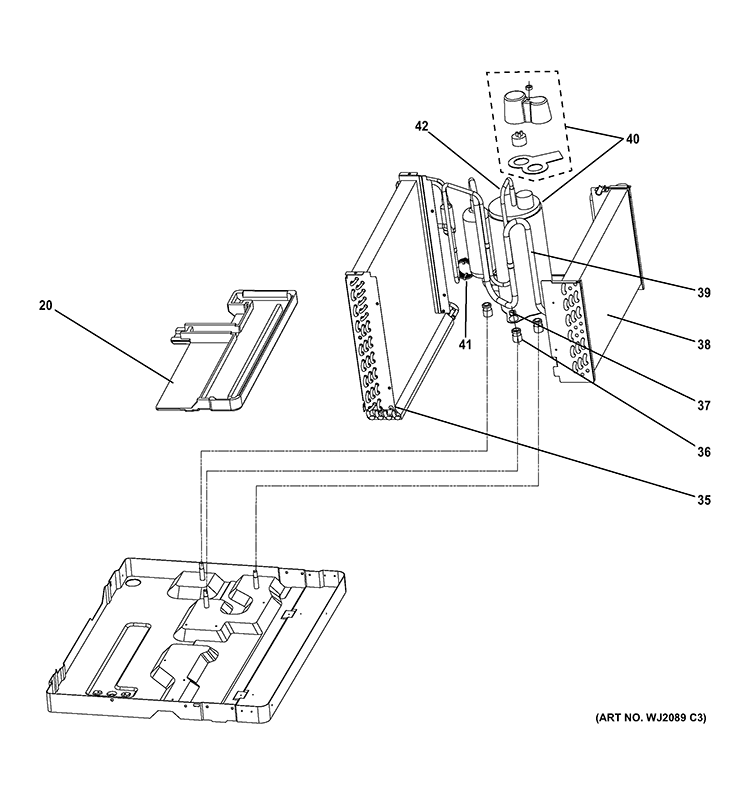 BASE PAN & UNIT PARTS Diagram and Parts List for AJCM10DCEL2  General Electric Air Conditioner