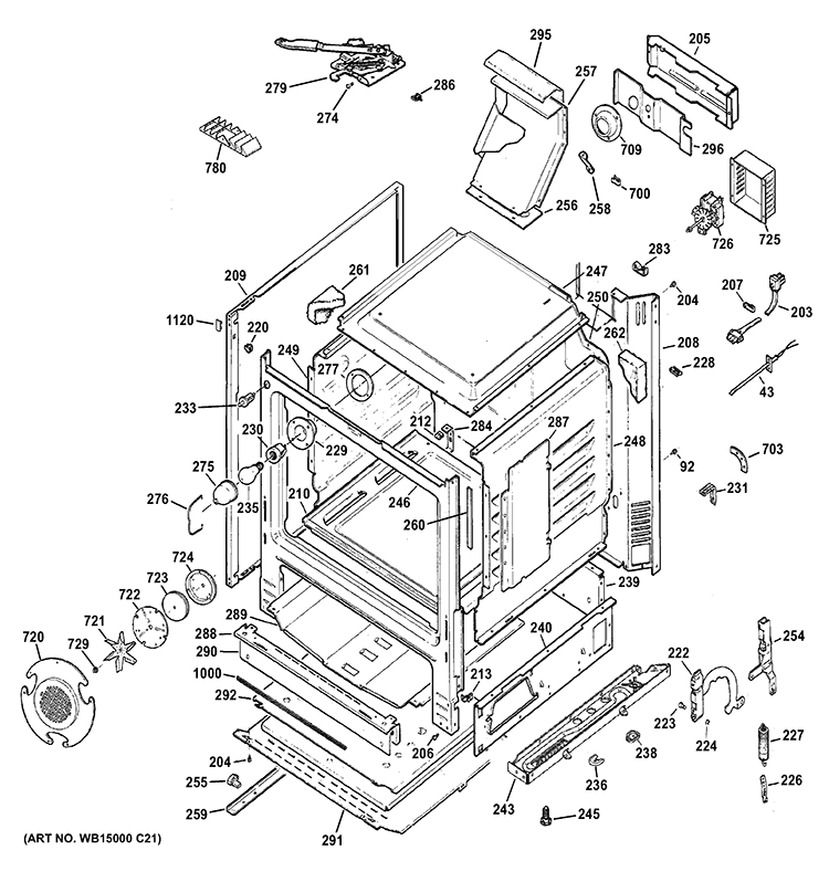 BODY PARTS Diagram and Parts List for JGB810SET3SS  General Electric Range
