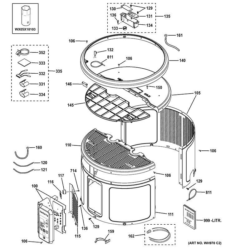 CONTROL PANEL Diagram and Parts List for GEH50DEEDSRB  General Electric Water Heater