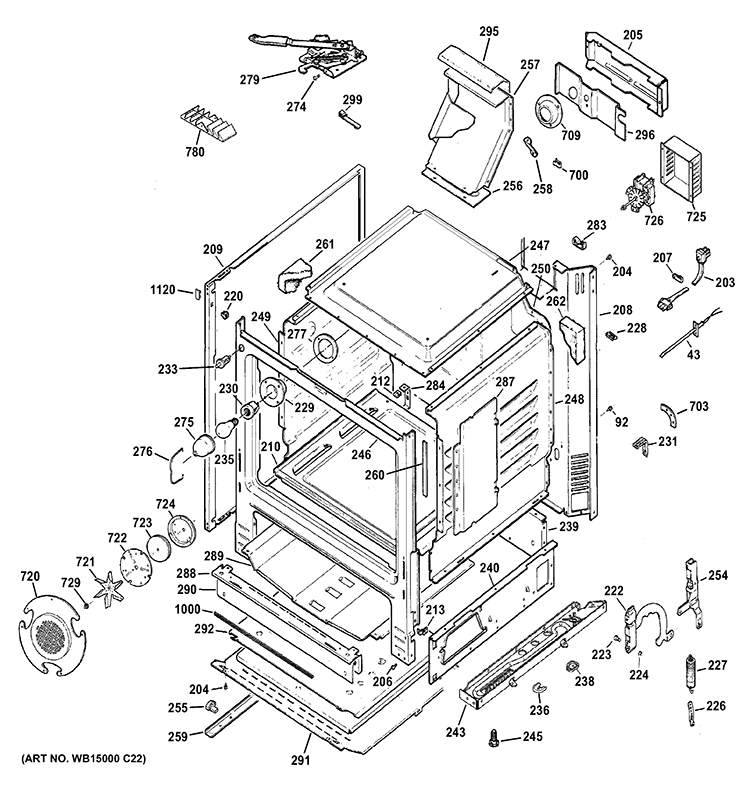 BODY PARTS Diagram and Parts List for JGB296SET3SS  General Electric Range