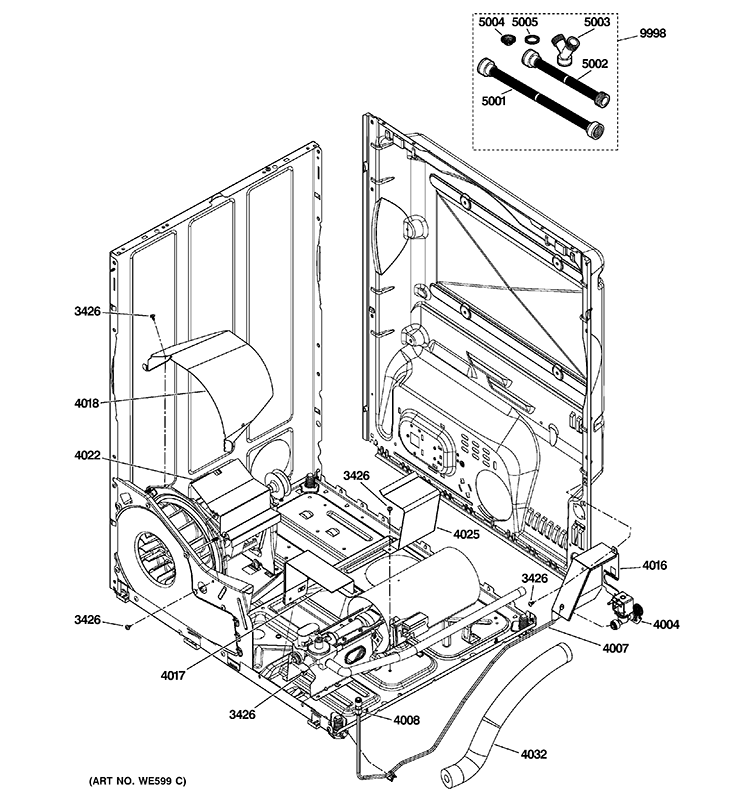 SHIELDS & WATER PARTS Diagram and Parts List for GLDS560GD2WW  General Electric Dryer