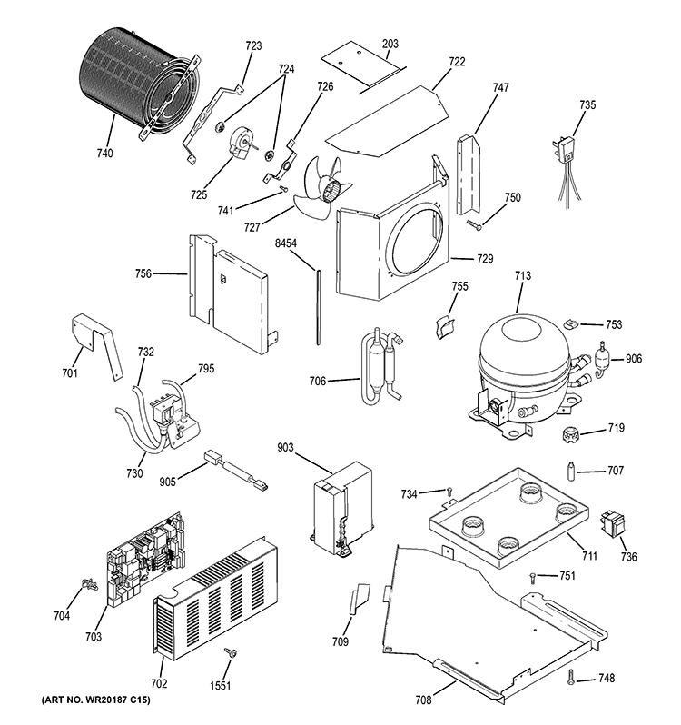 SEALED SYSTEM & MOTHER BOARD Diagram and Parts List for ZIC360NXCRH  General Electric Refrigerator