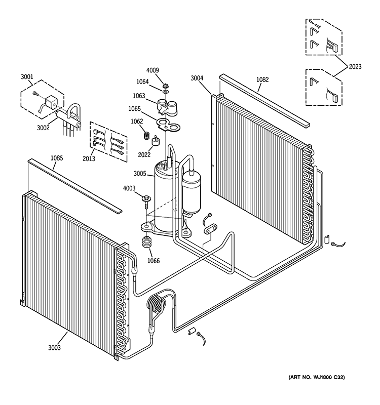 UNIT PARTS Diagram and Parts List for AZ85H12EACW1  General Electric Air Conditioner