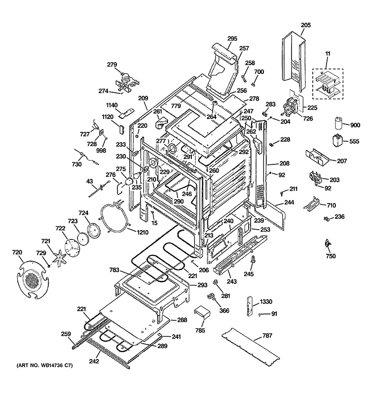 BODY PARTS Diagram and Parts List for CS980ST2SS  Hotpoint Range