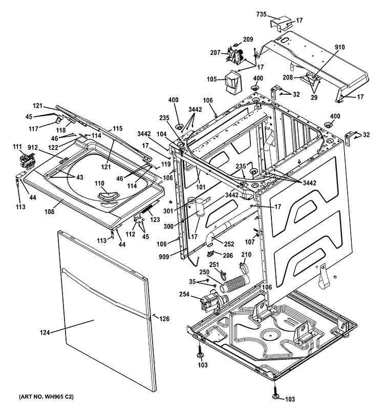 CABINET 5 Diagram and Parts List for GTUP270GM3WW  General Electric Washer Dryer Combo