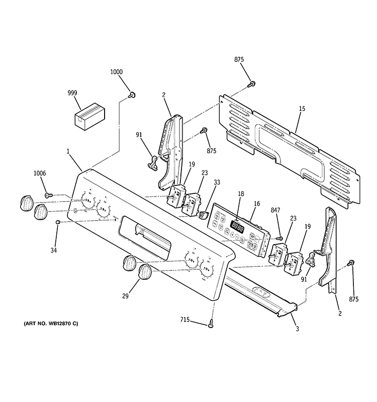 CONTROL PANEL Diagram and Parts List for JBP35DM4BB  General Electric Range