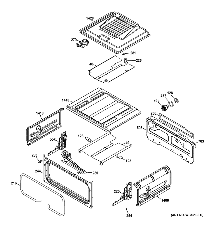 UPPER OVEN Diagram and Parts List for JGB870DET1BB  General Electric Range