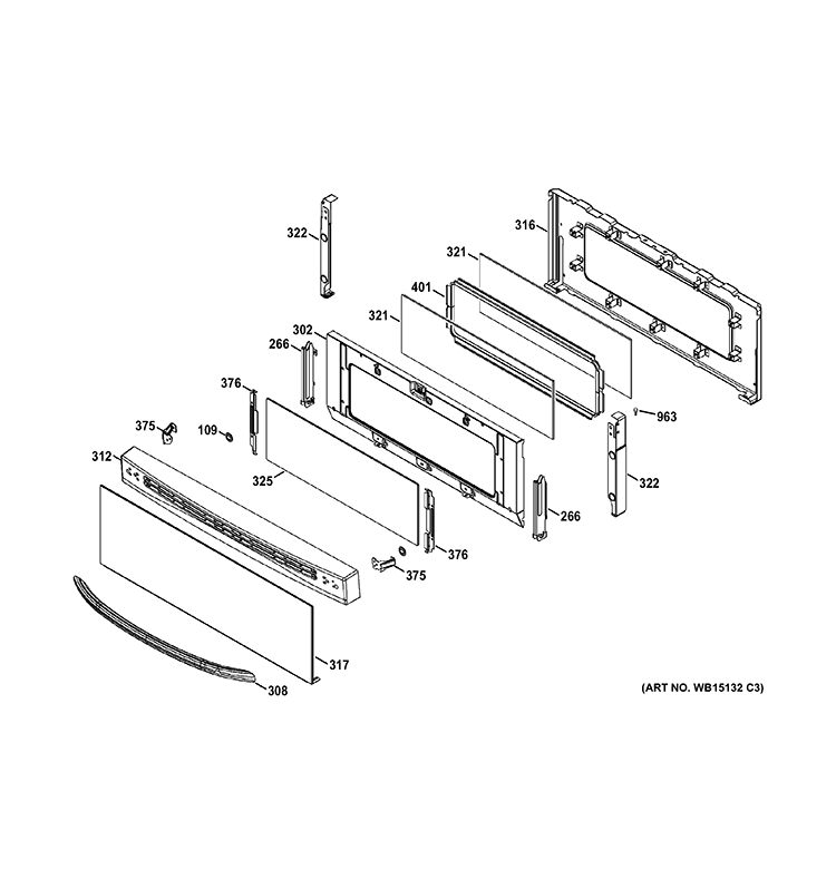 UPPER DOOR Diagram and Parts List for JGB870DET2WW  General Electric Range