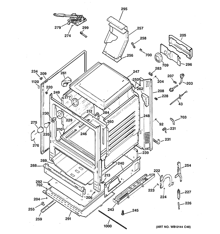 BODY PARTS Diagram and Parts List for JGBP25SENASS  General Electric Range