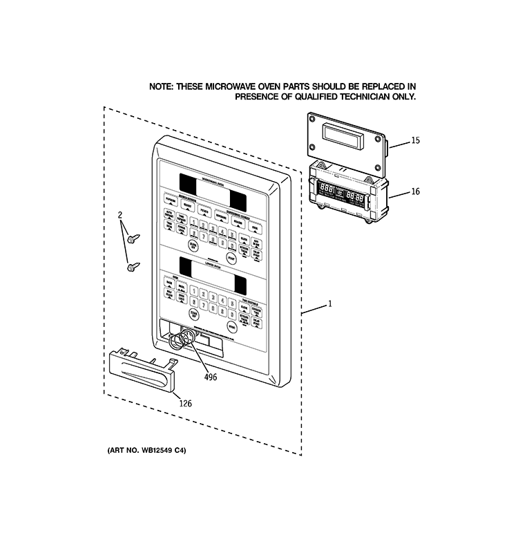 CONTROL PANEL Diagram and Parts List for JTP90DP3WW  General Electric Microwave Oven Combo