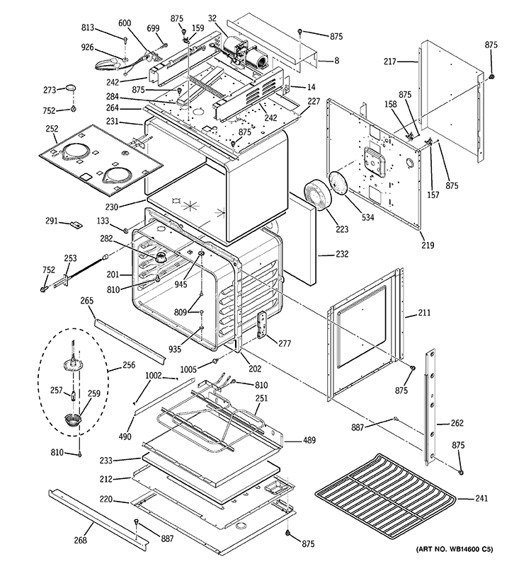 BODY WITH MICROWAVE SUPPORT Diagram and Parts List for JTP90DP3WW  General Electric Microwave Oven Combo