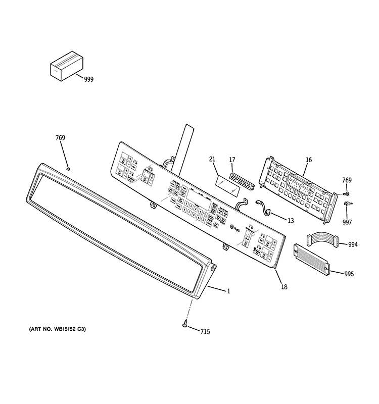CONTROL PANEL Diagram and Parts List for PS978ST1SS  General Electric Range