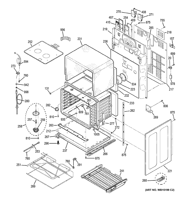 LOWER OVEN Diagram and Parts List for PS978ST1SS  General Electric Range
