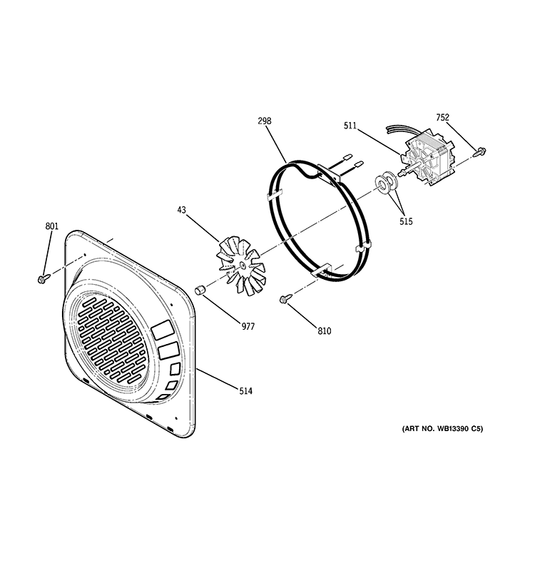 CONVECTION FAN Diagram and Parts List for PS978ST1SS  General Electric Range
