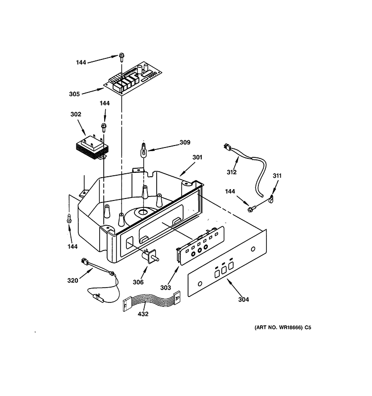 CONTROL PANEL PARTS Diagram and Parts List for ZDIS150WSSE  General Electric Ice Maker