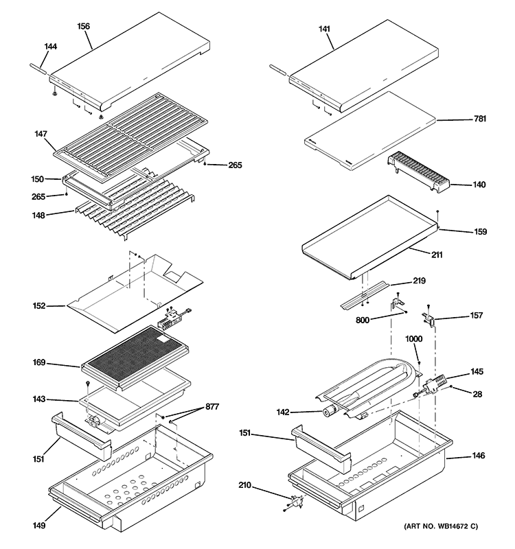 GRILL & GRIDDLE ASSEMBLY Diagram and Parts List for ZDP484NGP2SS  General Electric Range