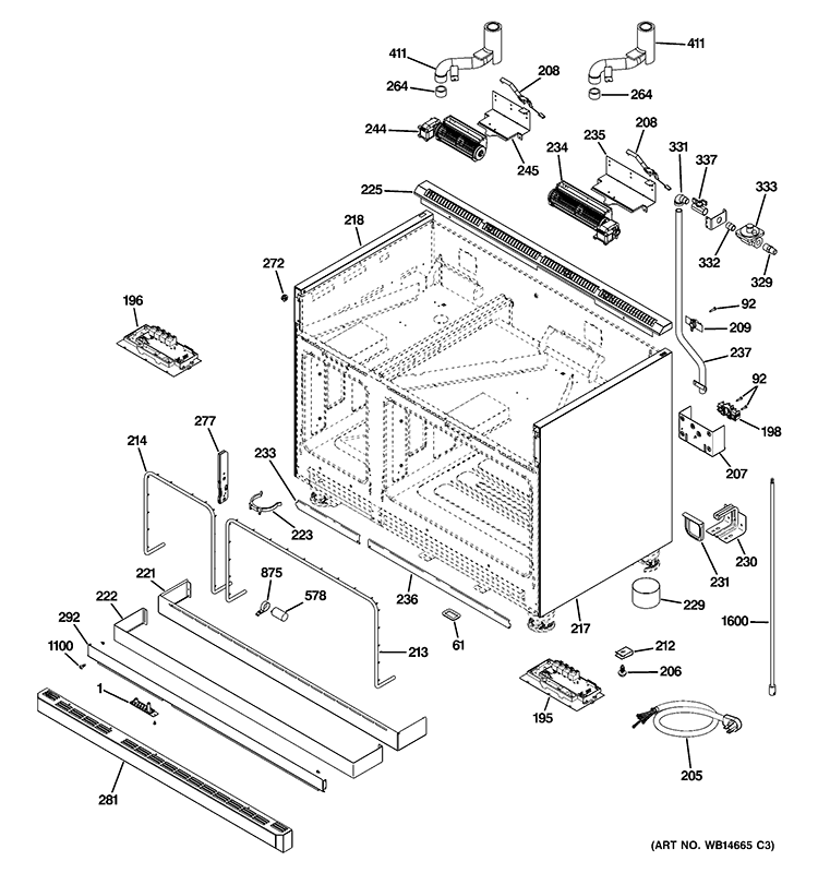 BODY PARTS Diagram and Parts List for ZDP484NGP2SS  General Electric Range