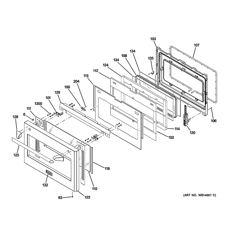 LARGE DOOR ASSEMBLY Diagram and Parts List for ZDP484NGP2SS  General Electric Range