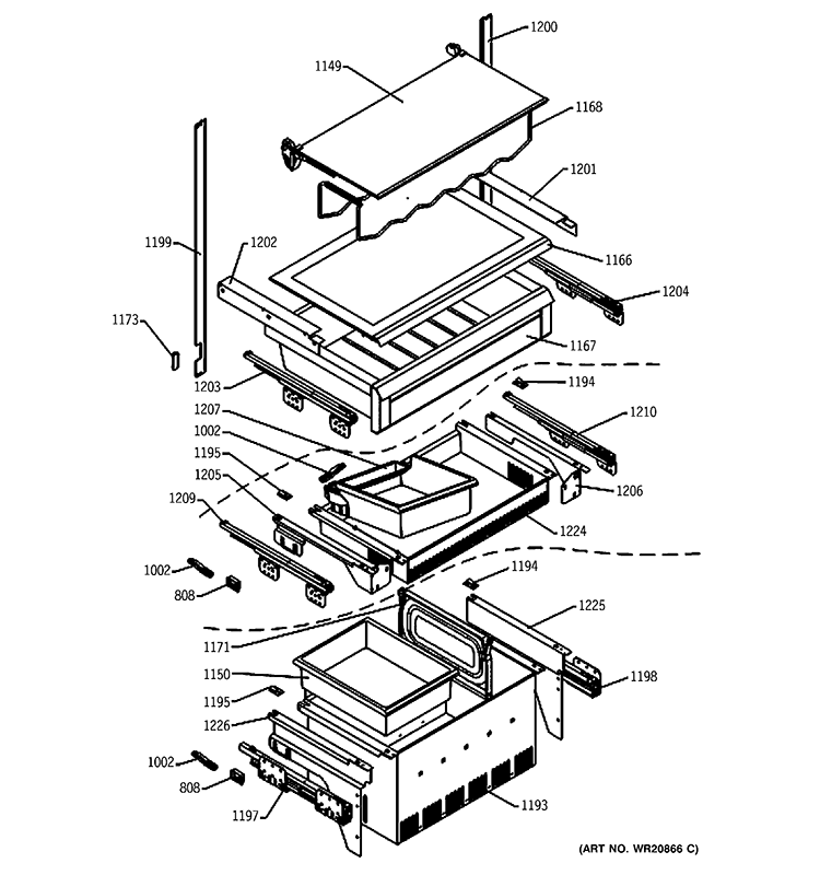 SHELVES Diagram and Parts List for ZIK30GNZAII  General Electric Refrigerator