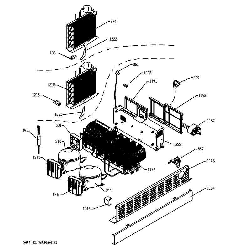 UNIT PARTS Diagram and Parts List for ZIK30GNZAII  General Electric Refrigerator