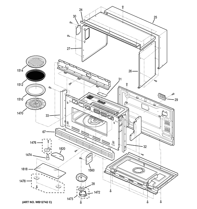 OVEN CAVITY PARTS Diagram and Parts List for ZSC2001FSS01  General Electric Microwave