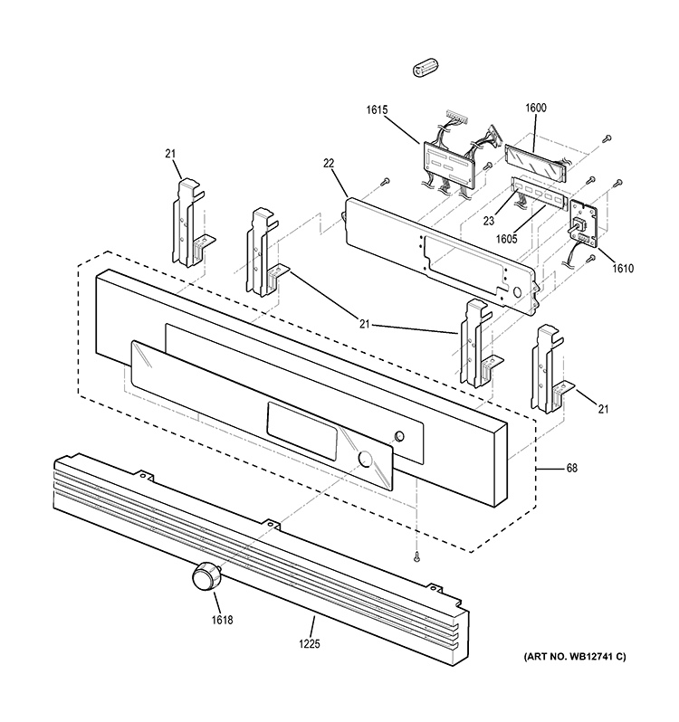 CONTROL PANEL PARTS Diagram and Parts List for ZSC2001FSS02  General Electric Microwave