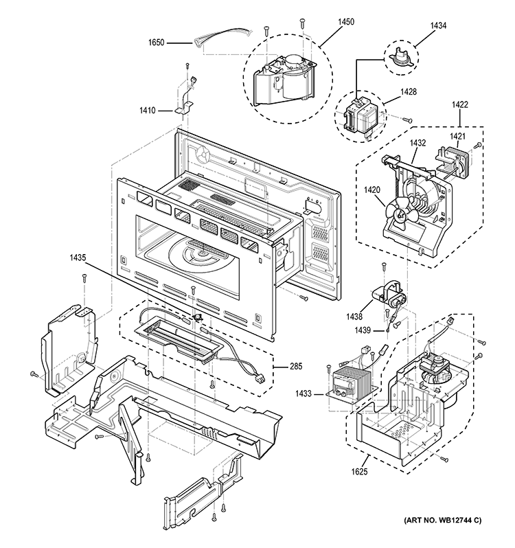 INTERIOR PARTS 1 Diagram and Parts List for ZSC2001FSS02  General Electric Microwave