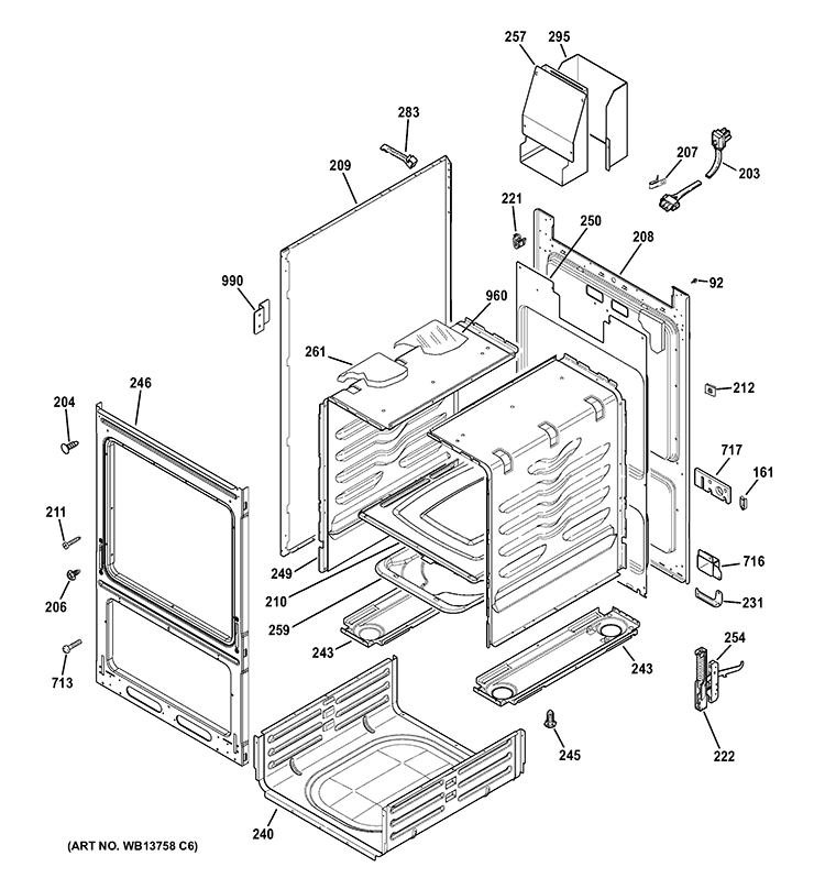 BODY PARTS Diagram and Parts List for RGA724EK5WH  Hotpoint Range