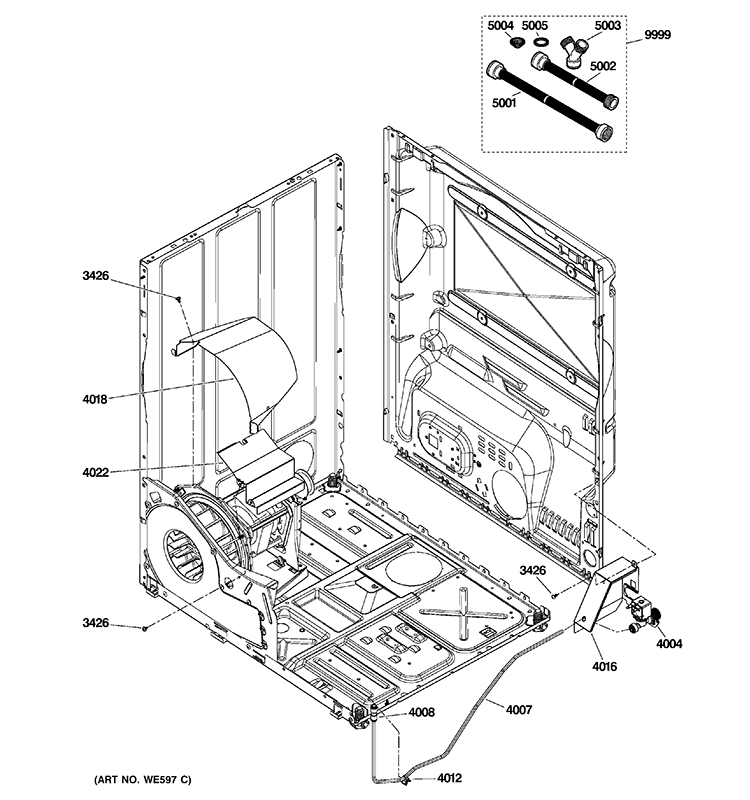 SHIELDS & WATER PARTS Diagram and Parts List for GTDS560EF0WS  General Electric Dryer