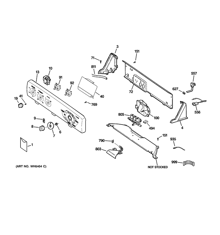 CONTROLS & BACKSPLASH Diagram and Parts List for HSWP1000M2WW  Hotpoint Washer