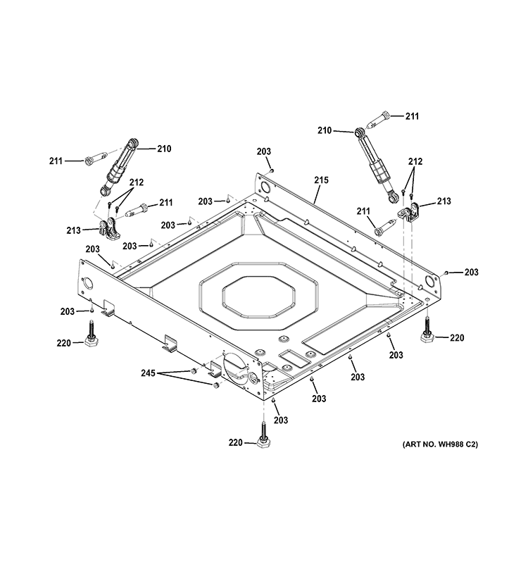BASE PAN Diagram and Parts List for GFWS2505F0RR  General Electric Washer