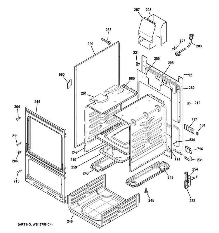 BODY PARTS Diagram and Parts List for RGA720EK5WH  Hotpoint Range