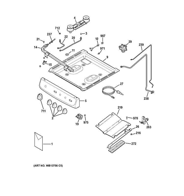 GAS & BURNER PARTS Diagram and Parts List for RGA720PK4WH  Hotpoint Range